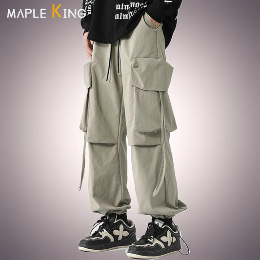 Japanese Fashion Men Camping Baggy Pants Military Casual Big Pockets Designer Jogger Sweatpants Mens Cargo Wide Leg Trousers 5XL